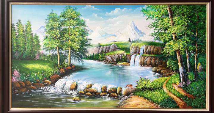 Treo tranh phong cảnh có sông, suối